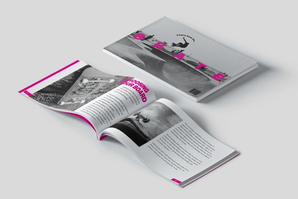 A4 landscape perfect bound booklet printing.